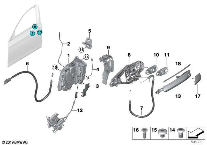 Campana de fijación derecha para BMW G11, G11N, G12, G12N (OEM 51217377246). Original BMW