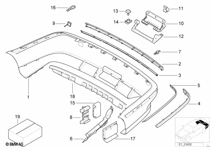 Insertar para BMW Serie 5 E39 (OEM 51128174878). Original BMW