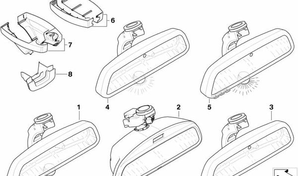 Cubiertas base retrovisores OEM 51169147624 para BMW E60, E61, E63, E64. Original BMW.