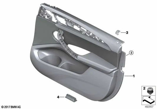 Revestimiento de puerta delantero izquierdo para BMW X3 G01, X4 G02 (OEM 51417936649). Original BMW.