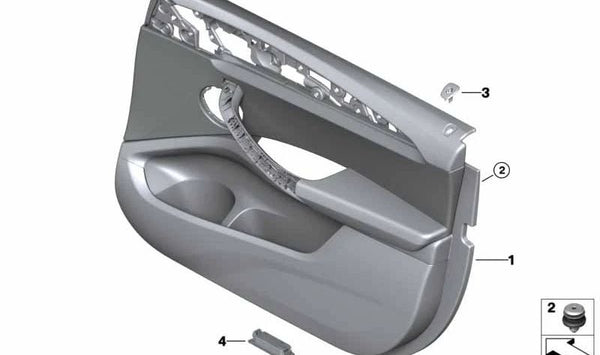 Revestimiento de puerta delantera derecha para BMW X3 G08, G08E (OEM 51419109652). Original BMW