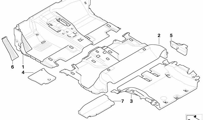 Revestimiento del Suelo Frontal para BMW X6 E71 (OEM 51477252370). Original BMW