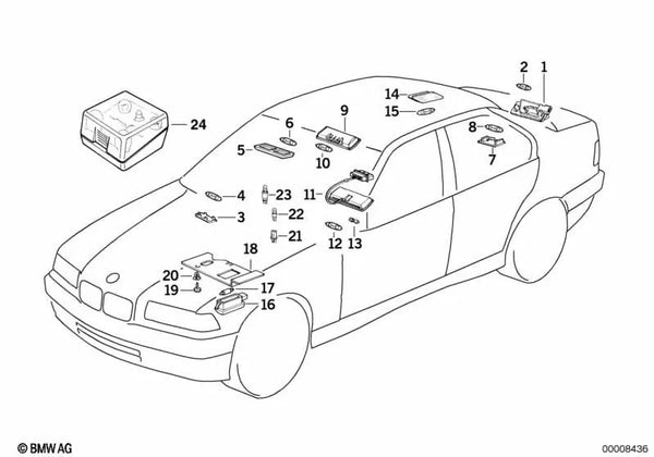 Luz de lectura interior para BMW E36 (OEM 63311387385). Original BMW