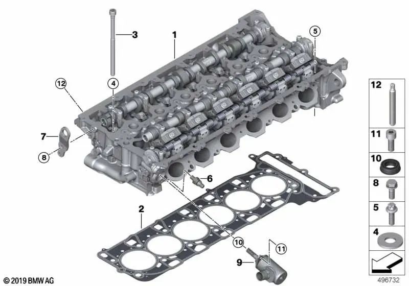 Cylinder head gasket for BMW G87, G20N, G21N, G80, G81, G26, G82, G83, F97, F98 (OEM 11128088729). Genuine BMW