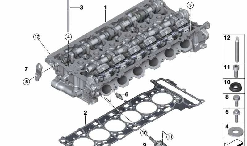 Cylinder head for BMW G87, Series 3 G20N, G21N, G80, G81, Series 4 G26, G82, G83, X3 F97, X4 F98 (OEM 05762117616). Genuine BMW.