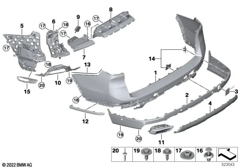 Revestimiento Parachoques Imprimado trasero para BMW G07N (OEM 51127209791). Original BMW