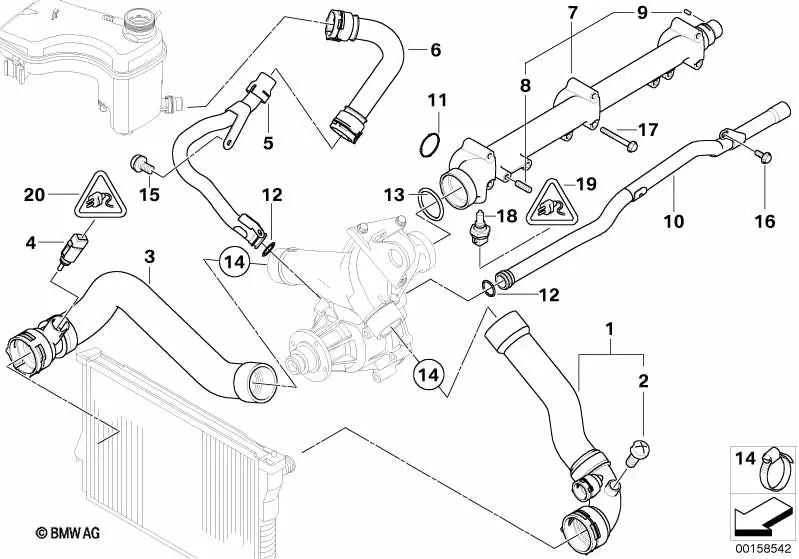 Pipe for BMW Series 3 E46 (OEM 11537830711). Genuine BMW