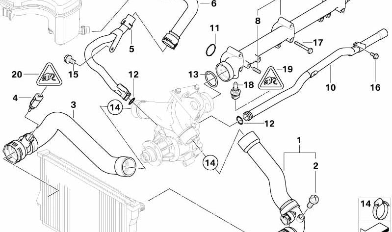 Pipe for BMW 3 Series E46 (OEM 11537830714). Original BMW