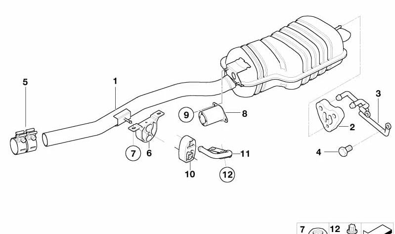 Silenciador trasero OEM 18312246935 para BMW Serie 3 E46. Original BMW.