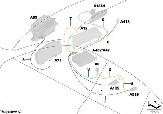 Cable HSD HU - USB/AUX para BMW Serie 3 G20, G21, G28, G80 (OEM 61118718849). Original BMW.