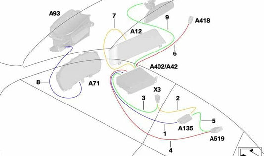 Câble de connexion pour affichage tête haute (HUD) OEM 61118736547 pour BMW G20, G21, G28. BMW d'origine.