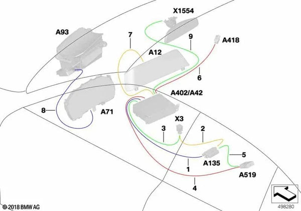 HSD-Leitung HU - CID para BMW Serie 3 G20, G21, G28, G80 (OEM 61118719638). Original BMW