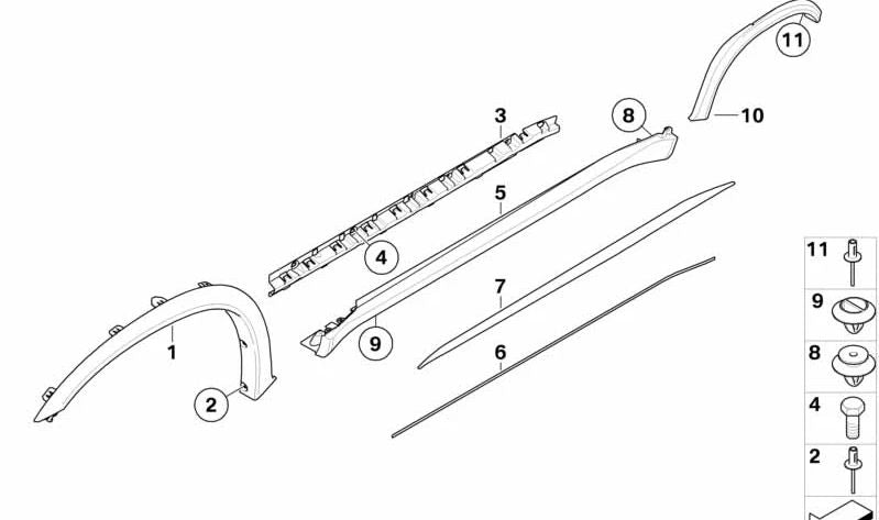 Alerón/paso de rueda trasero derecho imprimado OEM 51777206868 para BMW E70 (X5), E71 (X6). Original BMW.