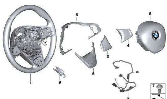 Volante Deportivo de Cuero para BMW Serie 2 F45, F46, X1 F48, X2 F39 (OEM 32306860359). Original BMW