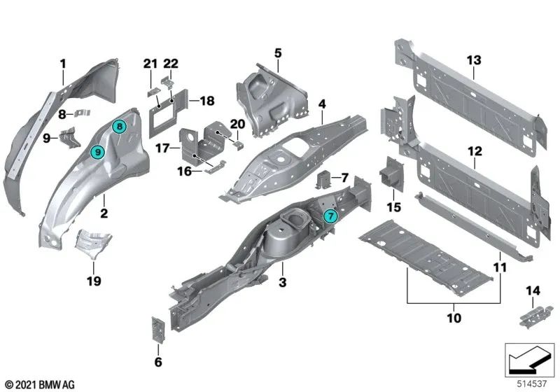 Refuerzo del pilar C izquierdo para BMW X5 E70, F15, F85 (OEM 41117174297). Original BMW