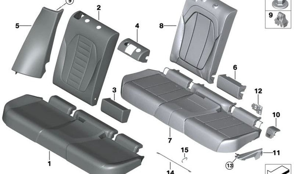 Parte lateral de cuero derecha para BMW F97, G01 (OEM 52207470916). Original BMW