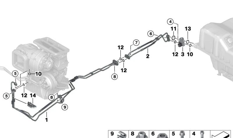 Tubería de Refrigerante Doble para BMW F45, F48N, MINI F60 (OEM 64509365381). Original BMW