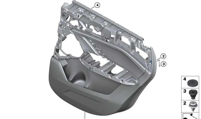 Revestimiento de puerta trasera izquierda para BMW U11 (OEM 51425A60333). Original BMW