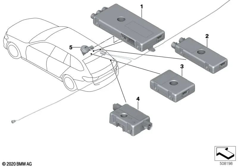 TV Antenna Amplifier for BMW G31, G31N, G01N (OEM 65208735963). Genuine BMW