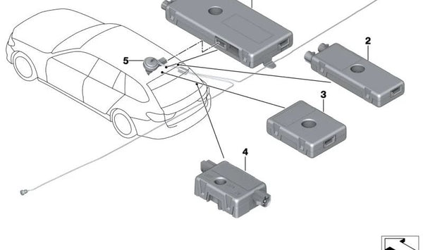 Amplificador de Antena DAB para BMW Serie 5 G31, X3 F97, G01 (OEM 65205A2AD99). Original BMW