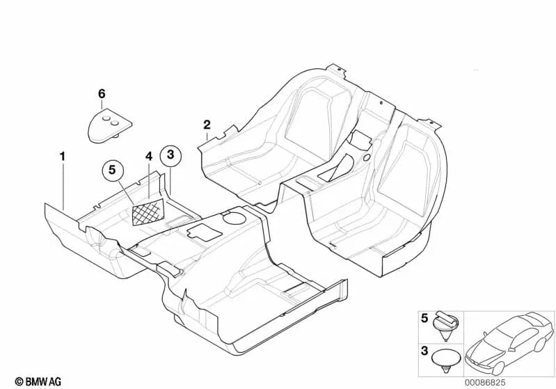 Revestimiento de suelo delantero para BMW (OEM 51478399861). Original BMW.