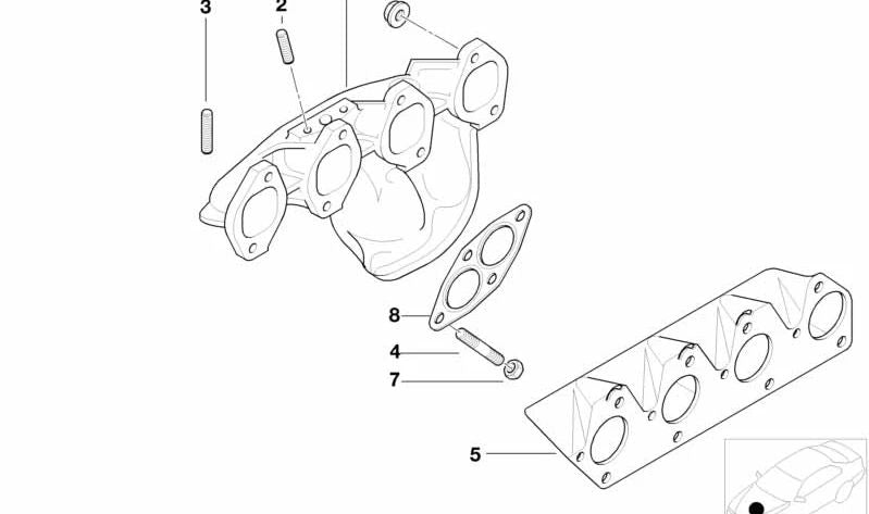 Collecteur d'échappement pour la série BMW 3 E36, E46 (OEM 11621732924). BMW d'origine