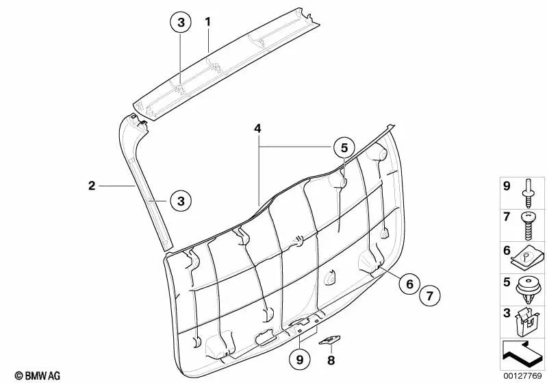 Ajuste tapa trasera izquierda para BMW X3 E83, E83N (OEM 51493412807). Original BMW