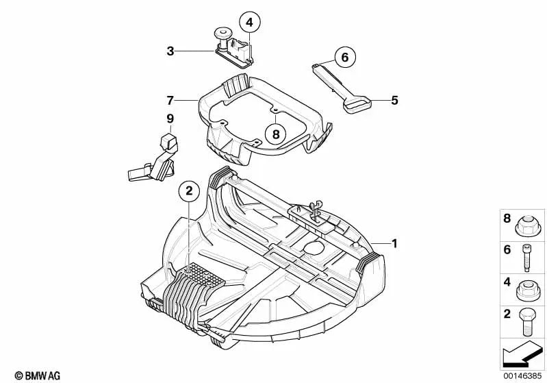 Notradschale para BMW X3 E83N (OEM 51713428665). Original BMW.