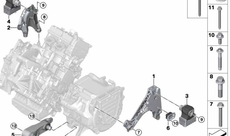 Soporte de transmisión eléctrica OEM 22116878935 para BMW i3 (I01). Original BMW.