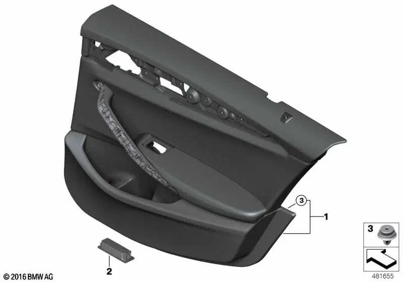 Revestimiento de puerta trasero derecho para BMW Serie 5 G30, G31 (OEM 51427477140). Original BMW