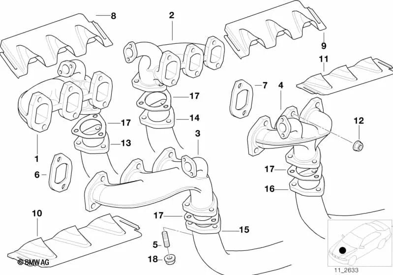 Junta sin asbesto para BMW E38, E31 (OEM 11621704539). Original BMW.