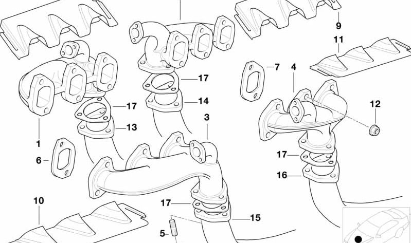 Junta de escape sin amianto OEM 11621704540 para BMW E38, E31. Original BMW.