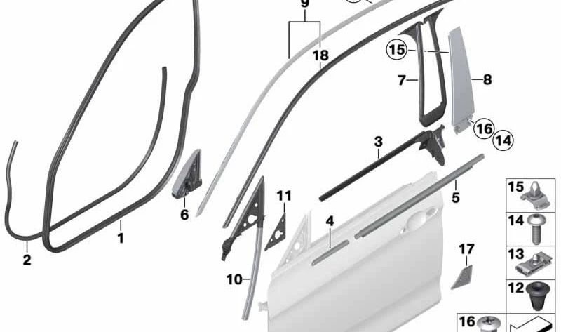 Cubierta de marco corta exterior izquierda para BMW Serie 3 F34 (OEM 51337289937). Original BMW