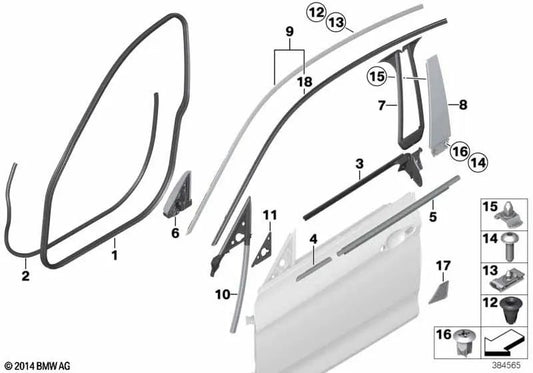 Short outer right rail cover for BMW 3 Series F34, F34N (OEM 51337401734). Original BMW.