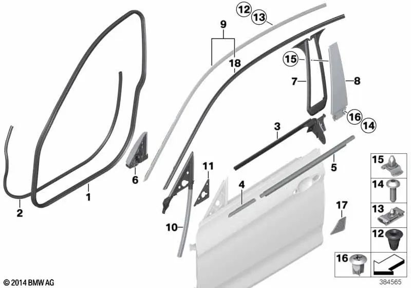 Outer Frame Cover Front Left Door for BMW F36 (OEM 51357310205). Original BMW