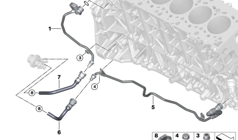 Tubería del módulo SCR para BMW Serie 3 F30N, F31N, F34N, Serie 4 F32N, F33N, F36N, Serie 5 F07N, F10N, F11N, X5 F15, X6 F16 (OEM 11538513337). Original BMW