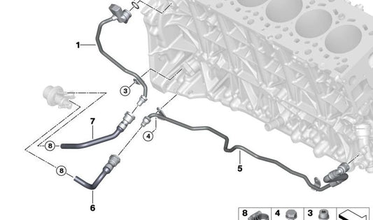 Tubería del módulo SCR para BMW Serie 3 F30N, F31N, F34N, Serie 4 F32N, F33N, F36N, Serie 5 F07N, F10N, F11N, X5 F15, X6 F16 (OEM 11538513337). Original BMW