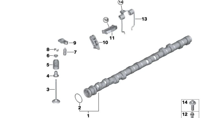 Árbol de levas de admisión OEM 11317563663 para BMW (Modelos compatibles: E81, E82, E87, E88, E90, E91, E92, E93, E60, E61, F10, F11, E63, E64, E65, E66, F01, F02, E84, E83, F25, E70, E85, E86, E89). Original BMW.