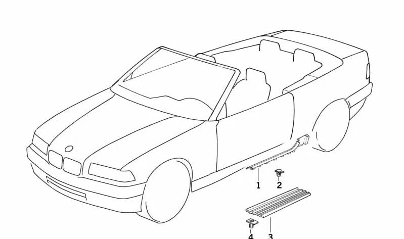 Revestimiento inferior izquierdo para BMW Serie 3 E36 (OEM 51478172865). Original BMW.