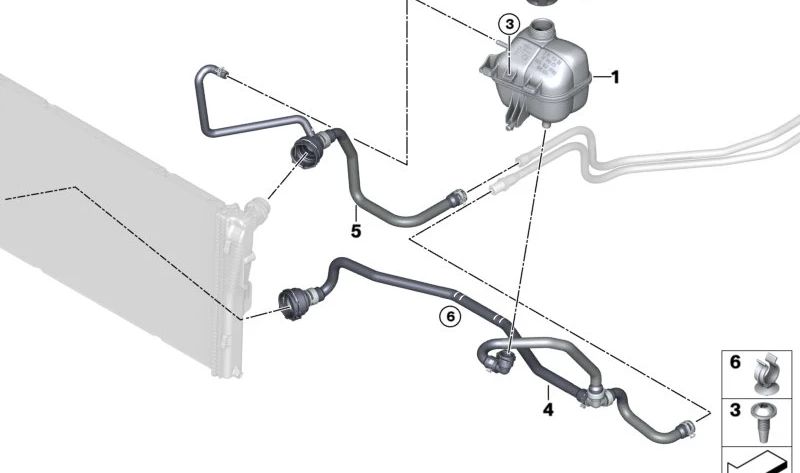 Manguera de refrigerante (radiador) OEM 17127616030 para BMW i3 (I01). Original BMW.