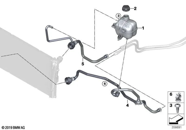 Tubo del radiador del sistema de refrigerante para BMW i I01, I01N (OEM 17127616035). Original BMW