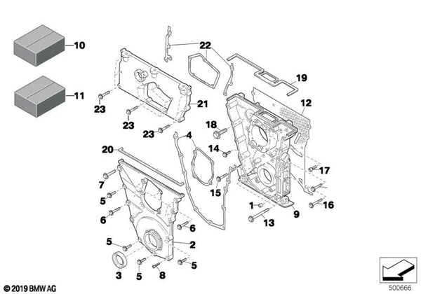 Cubierta superior de la caja de cadenas para BMW E46, E39, E90, E60 (OEM 11141416566). Original BMW.