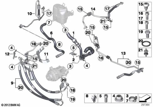 Tubería de succión para BMW Serie 7 F01, F02 (OEM 32416850667). Original BMW