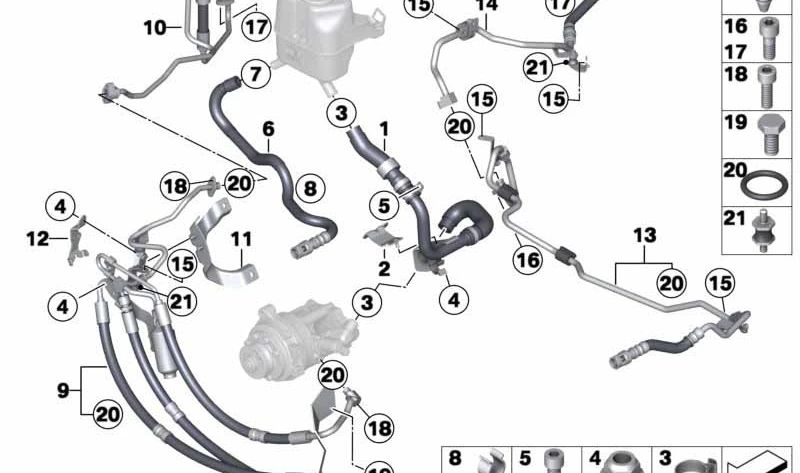 Soporte de manguera para BMW E60, E61, F07, E63, E64, F01, F02 (OEM 32416767170). Original BMW