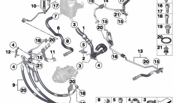 Manguera Dynamic Drive OEM 32416778534 para BMW Serie 7 F01, F02. Original BMW.