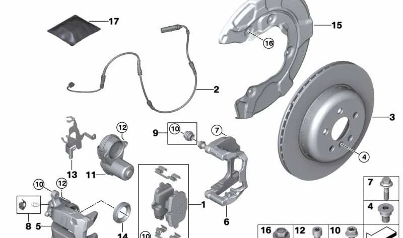 Soporte de pinza de freno azul izquierdo para BMW I20, G01N (OEM 34208838241). Original BMW