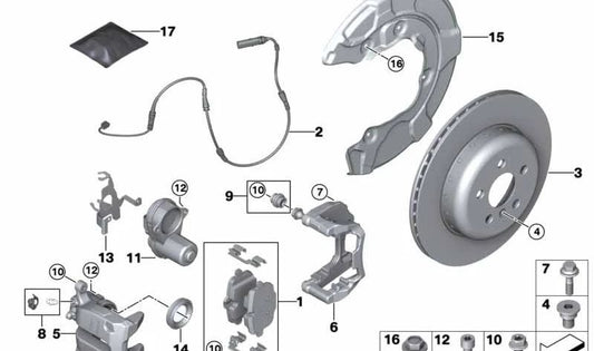 Right front brake clamp support OEM 34208838242 for BMW G01, i20. Original BMW.