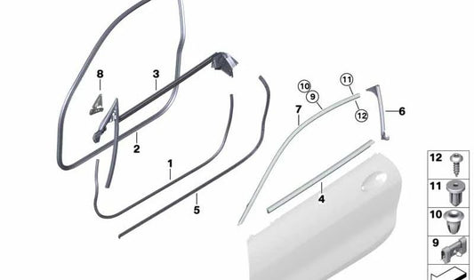 Junta B-Pilar izquierda para BMW Serie 8 F92, G15 (OEM 51377424841). Original BMW.