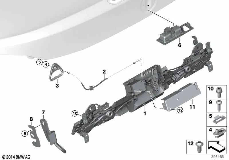 Cable Bowden para maletero para BMW F33, F83 (OEM 51247295252). Original BMW.