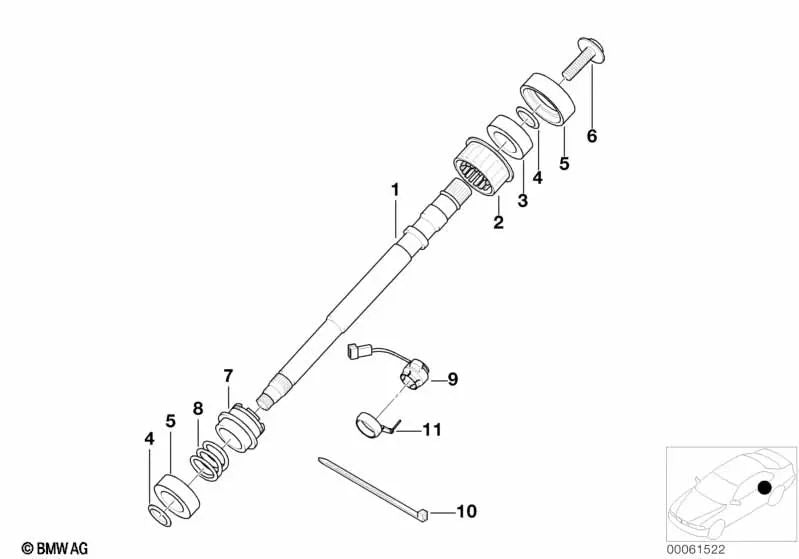 Anillo de retención para BMW E36, E34, E39, E32, E38, E31, E53, E52 (OEM 32311157968). Original BMW